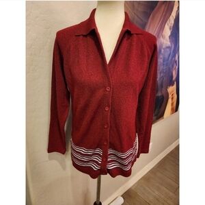 Talbott Traveler Red Grandpa Cardigan